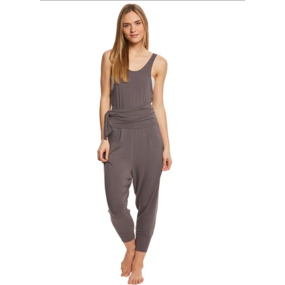 Free People Movement Centered Harem Jumpsuit Baggy Gray Relaxed Fit Yoga Size M